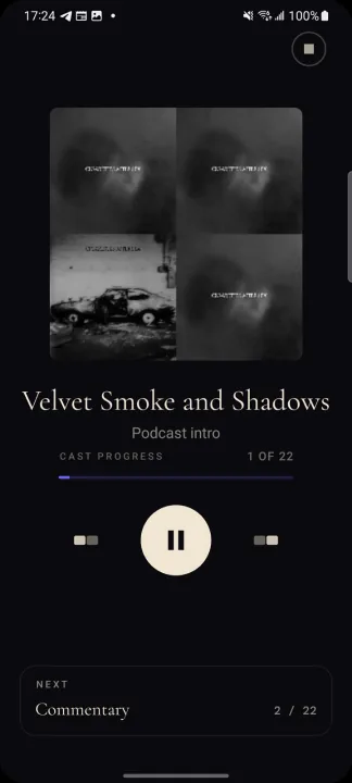 Resonova Android app — Now Playing screen